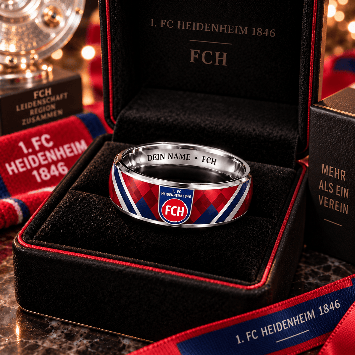 FC Heidenheim Custom Name Ring – Football Fan Jewelry Band
