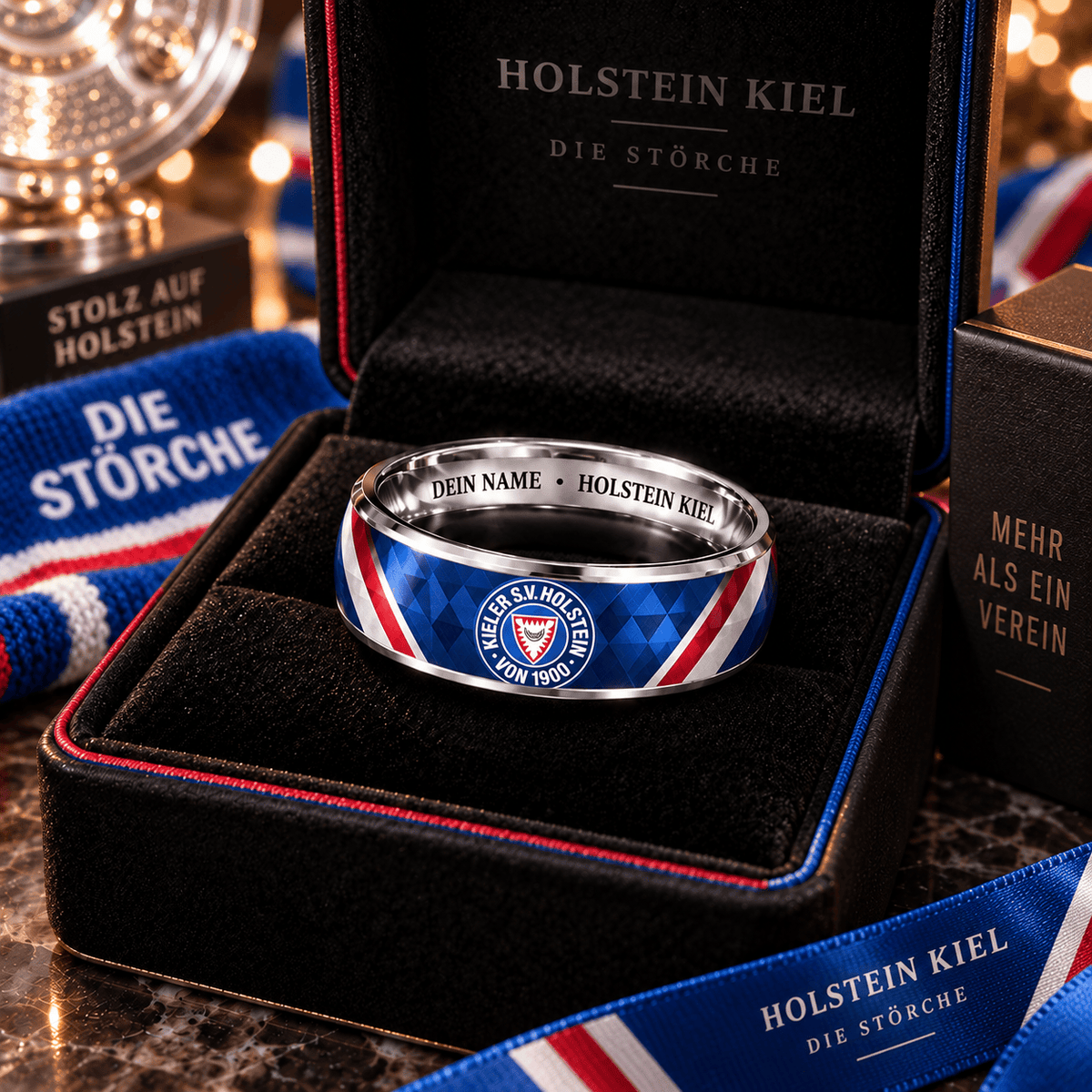 Holstein Kiel Custom Name Ring – Football Fan Jewelry Band