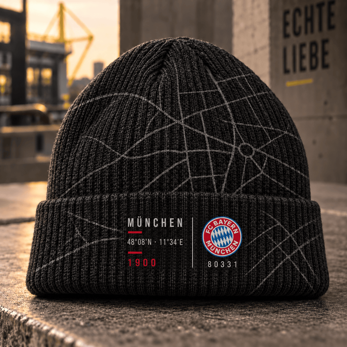 Bayern Munich Cuffed Beanie – Street Map & Football Fan Winter Cap