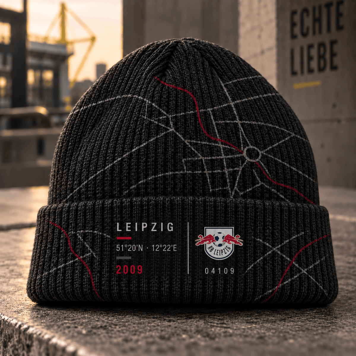 RB Leipzig Cuffed Beanie – Street Map & Football Fan Winter Cap