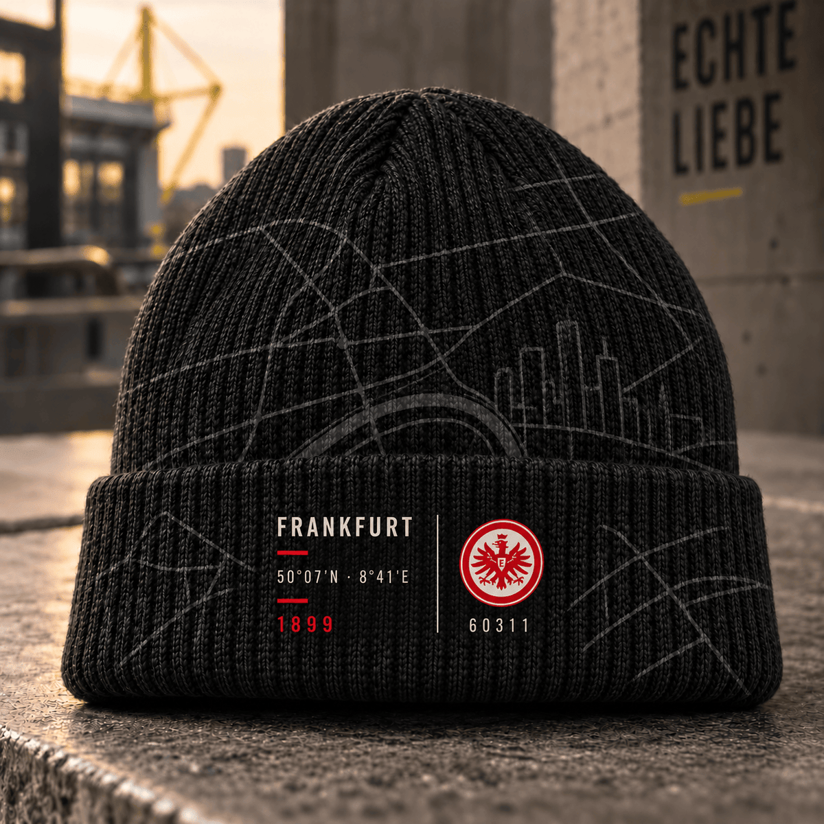 Eintracht Frankfurt Cuffed Beanie – Street Map & Football Fan Winter Cap