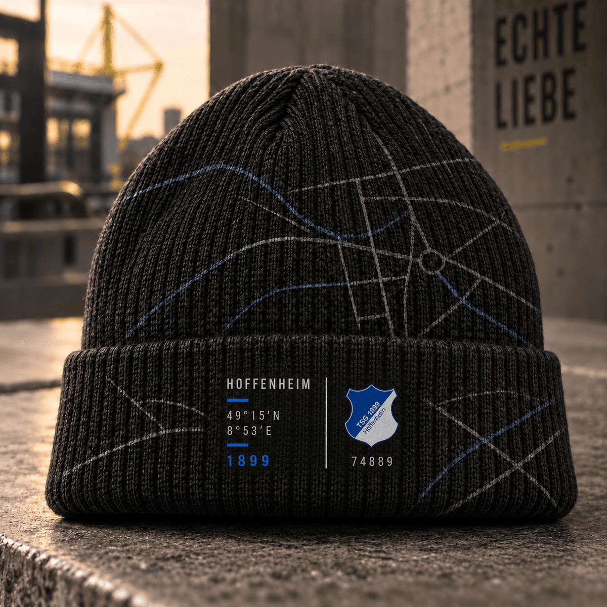 TSG Hoffenheim Cuffed Beanie – Street Map & Football Fan Winter Cap