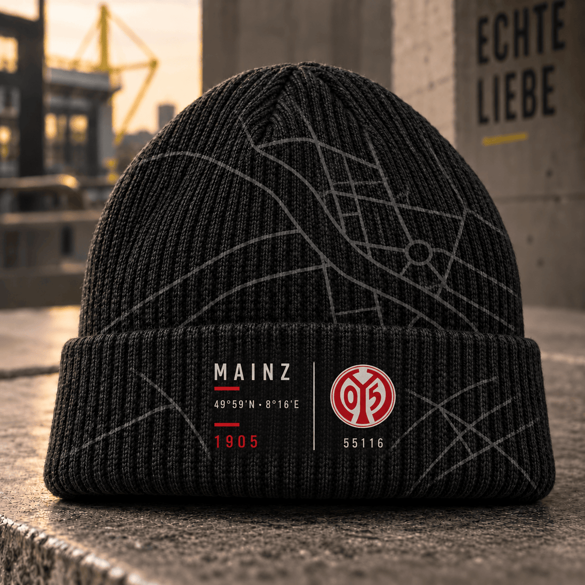 Mainz 05 Cuffed Beanie – Street Map & Football Fan Winter Cap