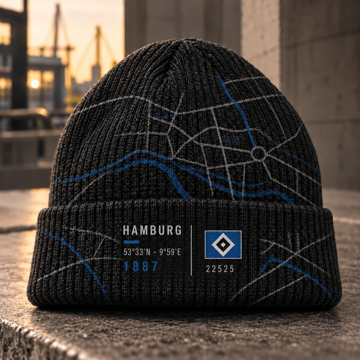 Hamburger SV Cuffed Beanie – Street Map & Football Fan Winter Cap