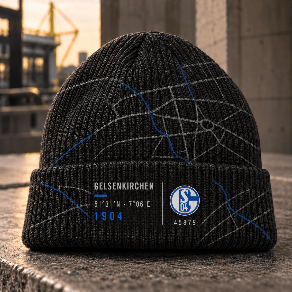 Schalke 04 Cuffed Beanie – Street Map & Football Fan Winter Cap