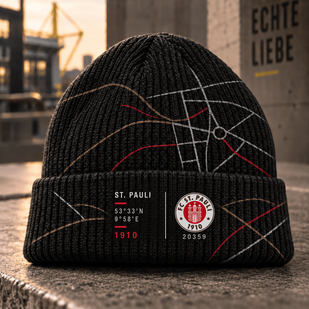 FC St. Pauli Cuffed Beanie – Street Map & Football Fan Winter Cap