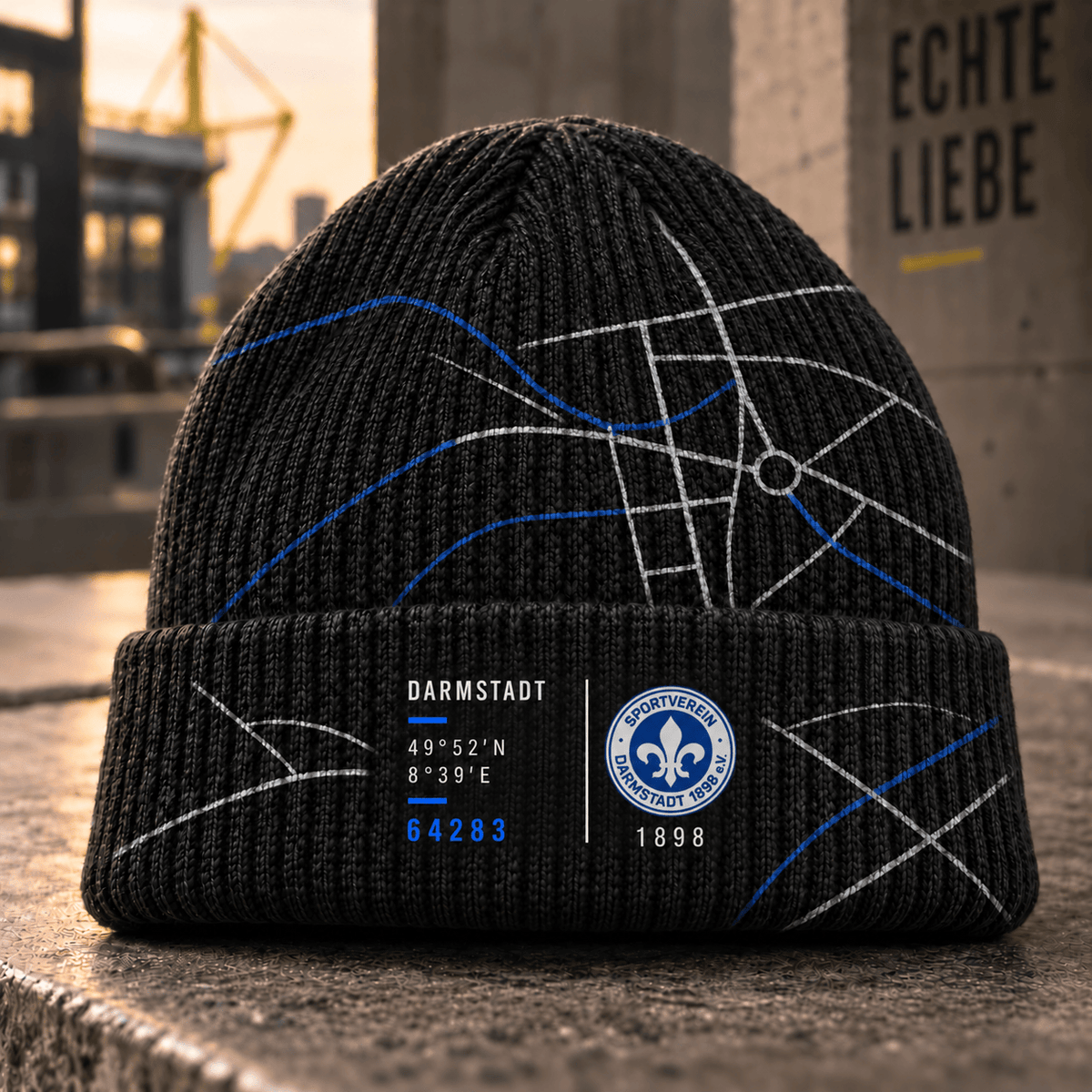 SV Darmstadt 98 Cuffed Beanie – Street Map & Football Fan Winter Cap