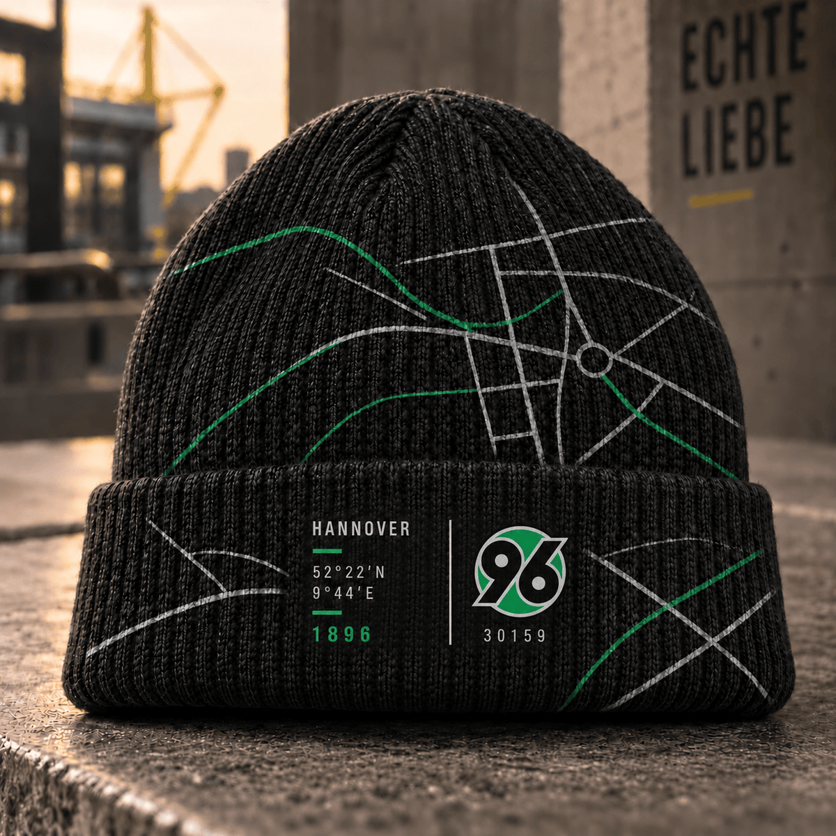Hannover 96 Cuffed Beanie – Street Map & Football Fan Winter Cap