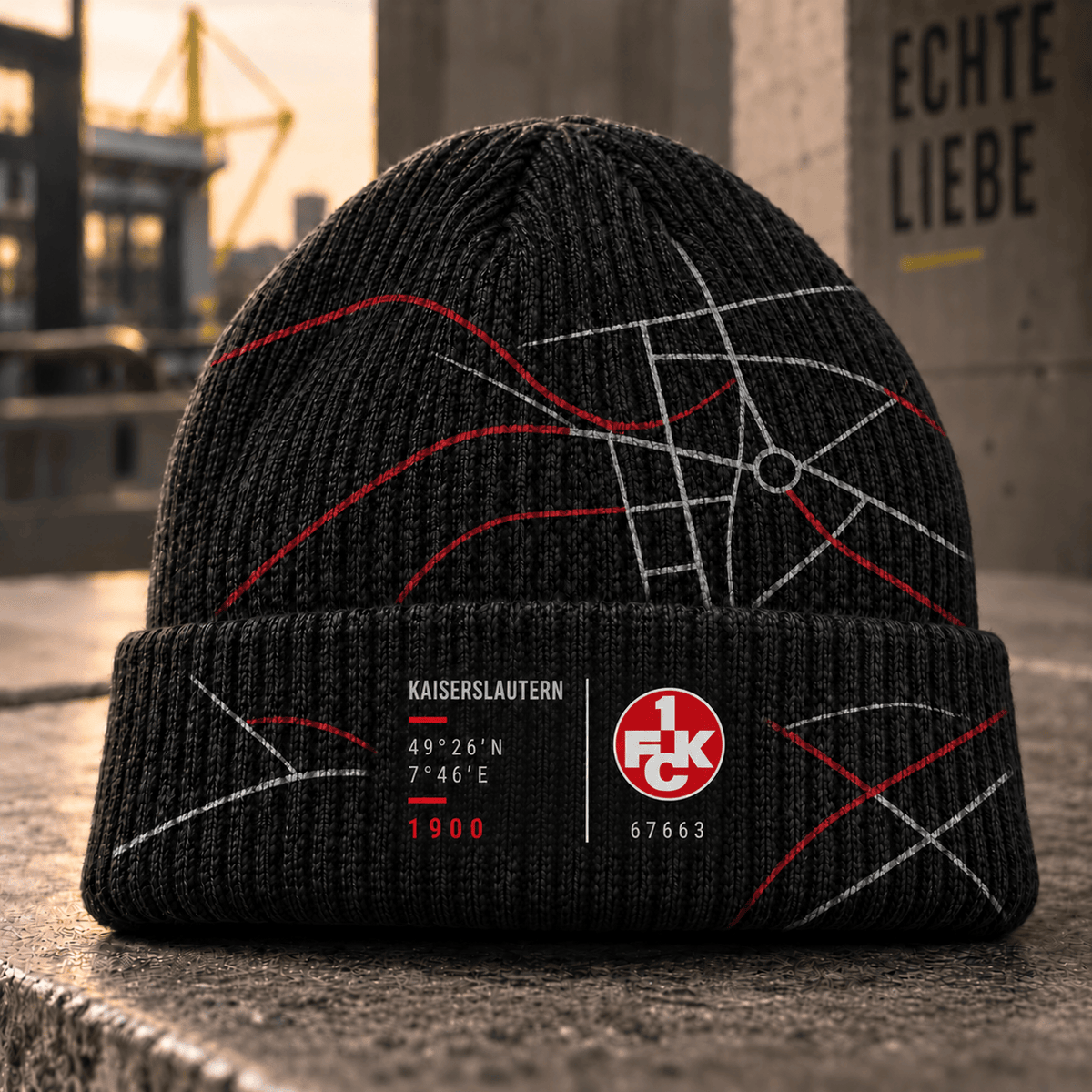 FC Kaiserslautern Cuffed Beanie – Street Map & Football Fan Winter Cap