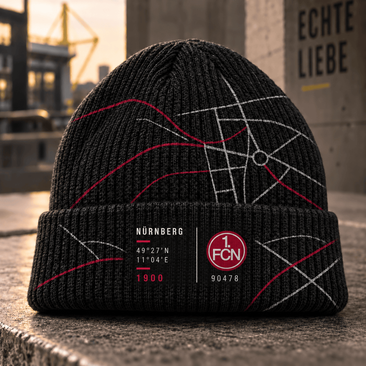 FC Nürnberg Cuffed Beanie – Street Map & Football Fan Winter Cap