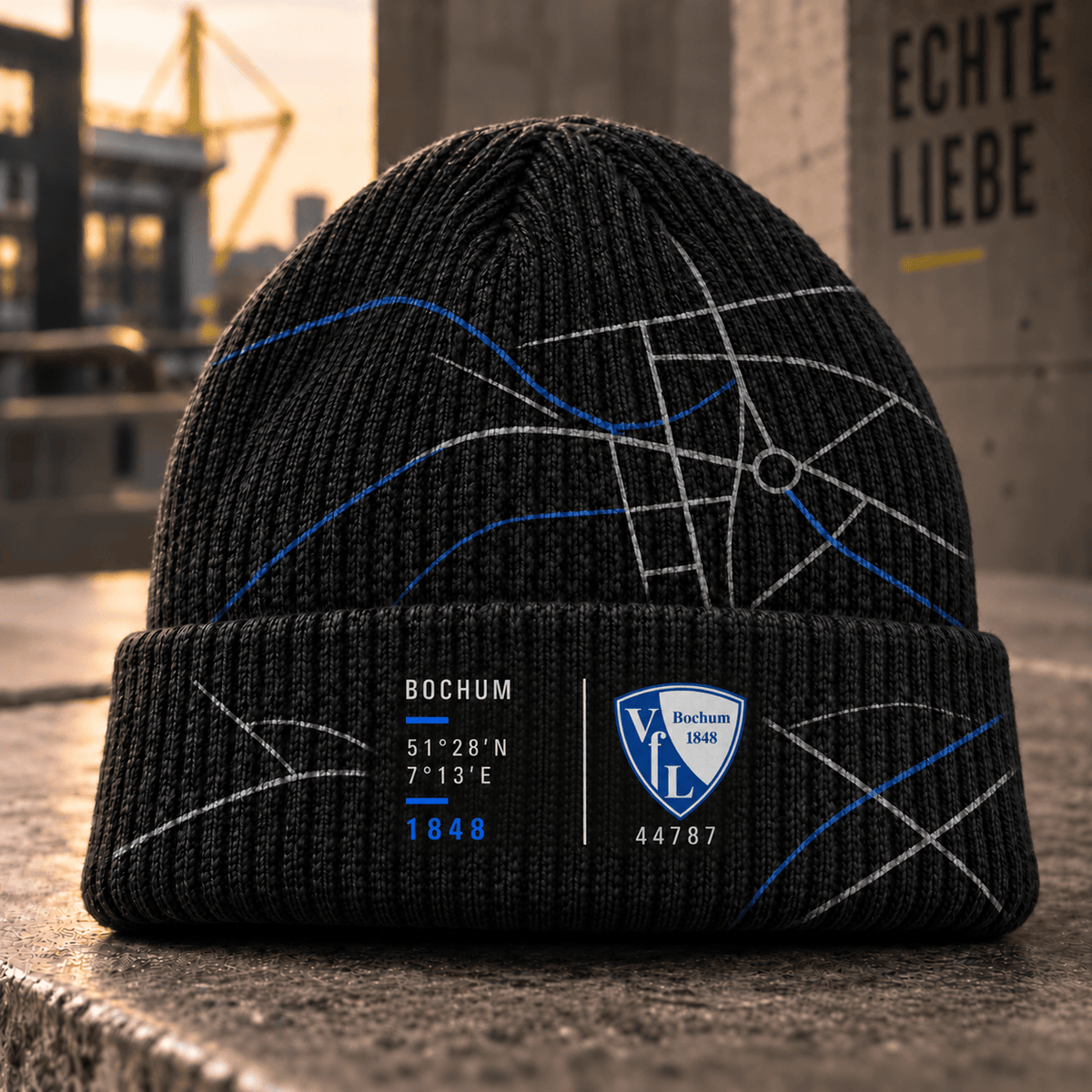 VfL Bochum Cuffed Beanie – Street Map & Football Fan Winter Cap