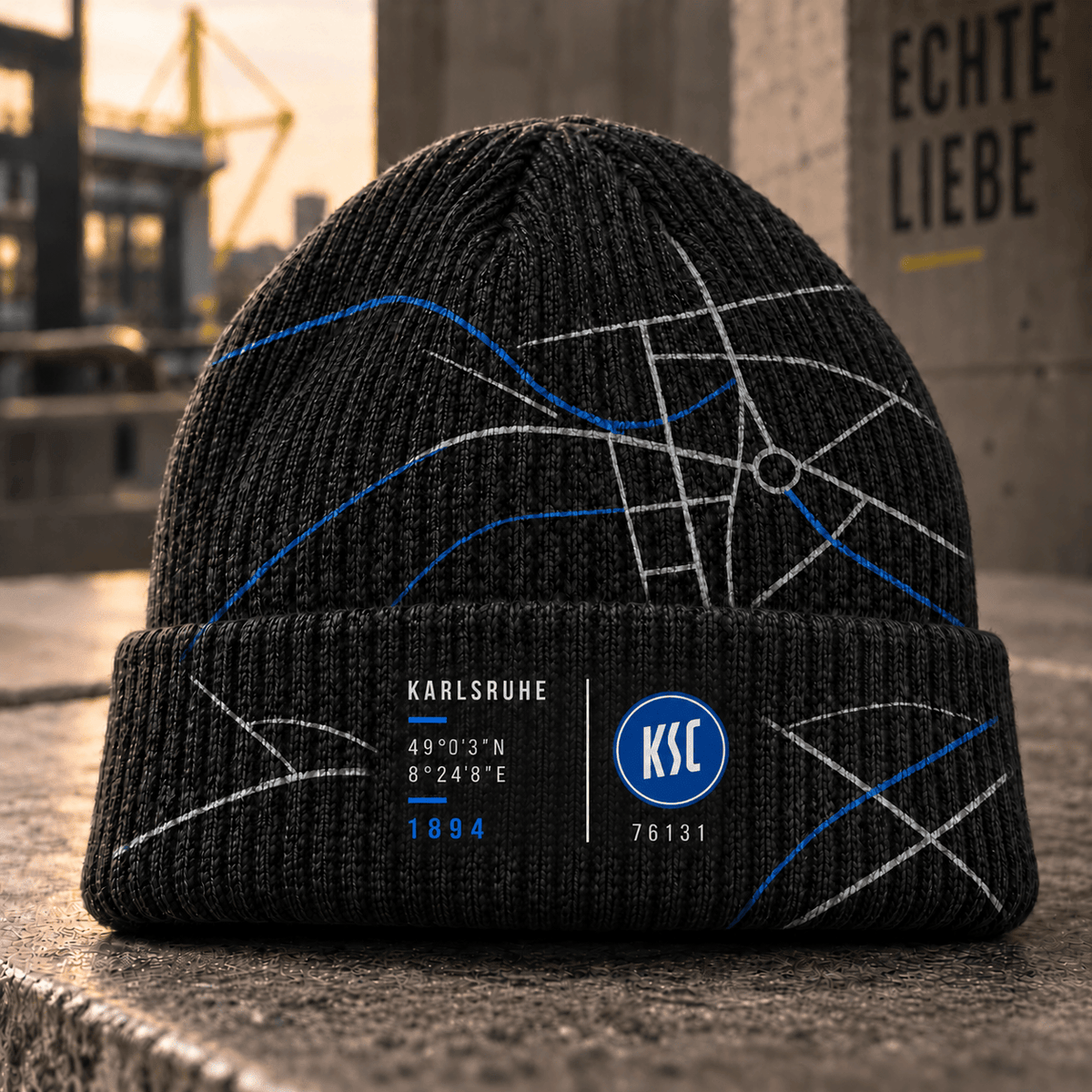 Karlsruher SC Cuffed Beanie – Street Map & Football Fan Winter Cap