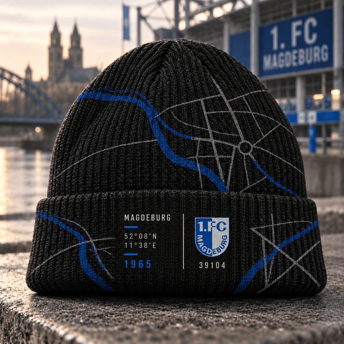 FC Magdeburg Cuffed Beanie – Street Map & Football Fan Winter Cap