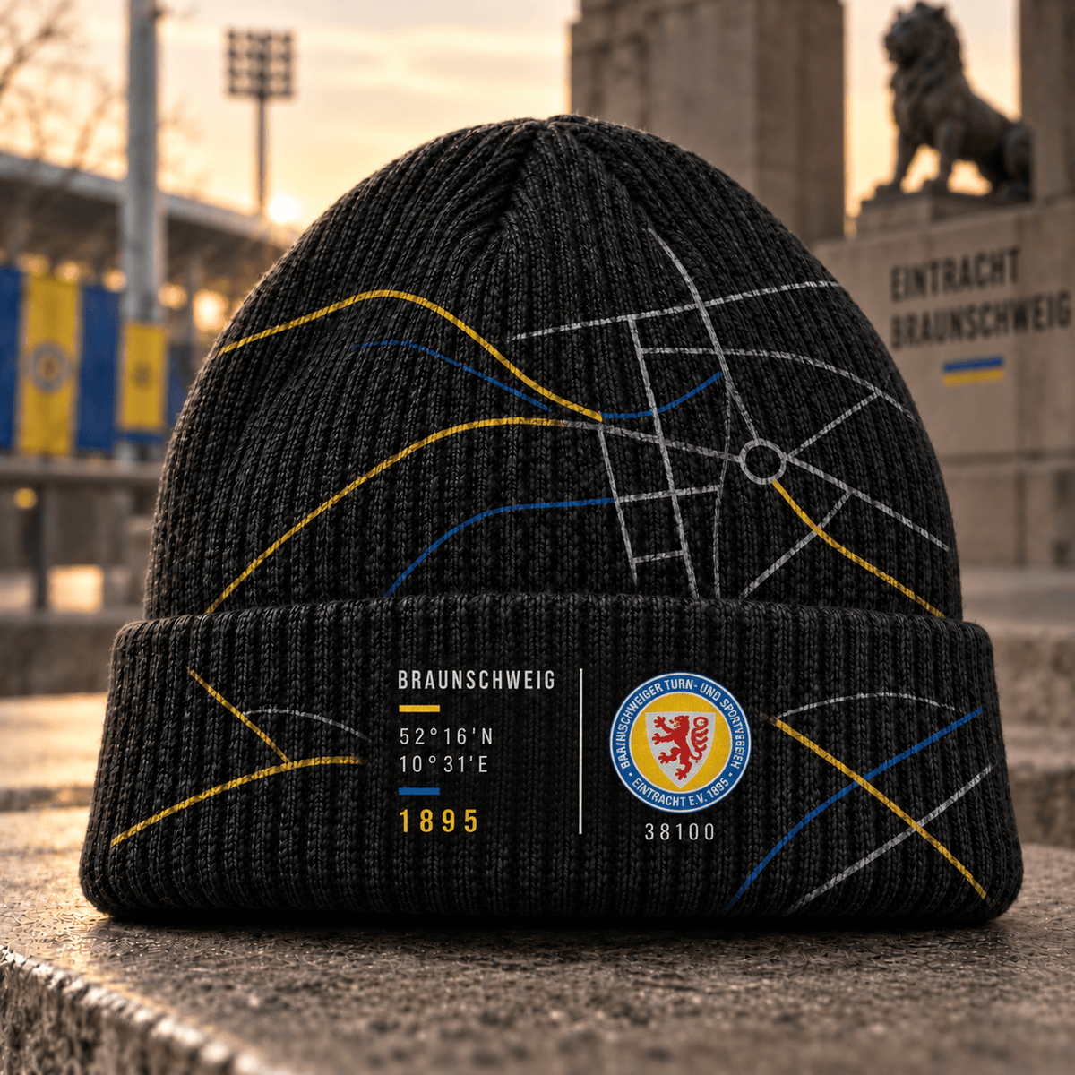 Eintracht Braunschweig Cuffed Beanie – Street Map & Football Fan Winter Cap