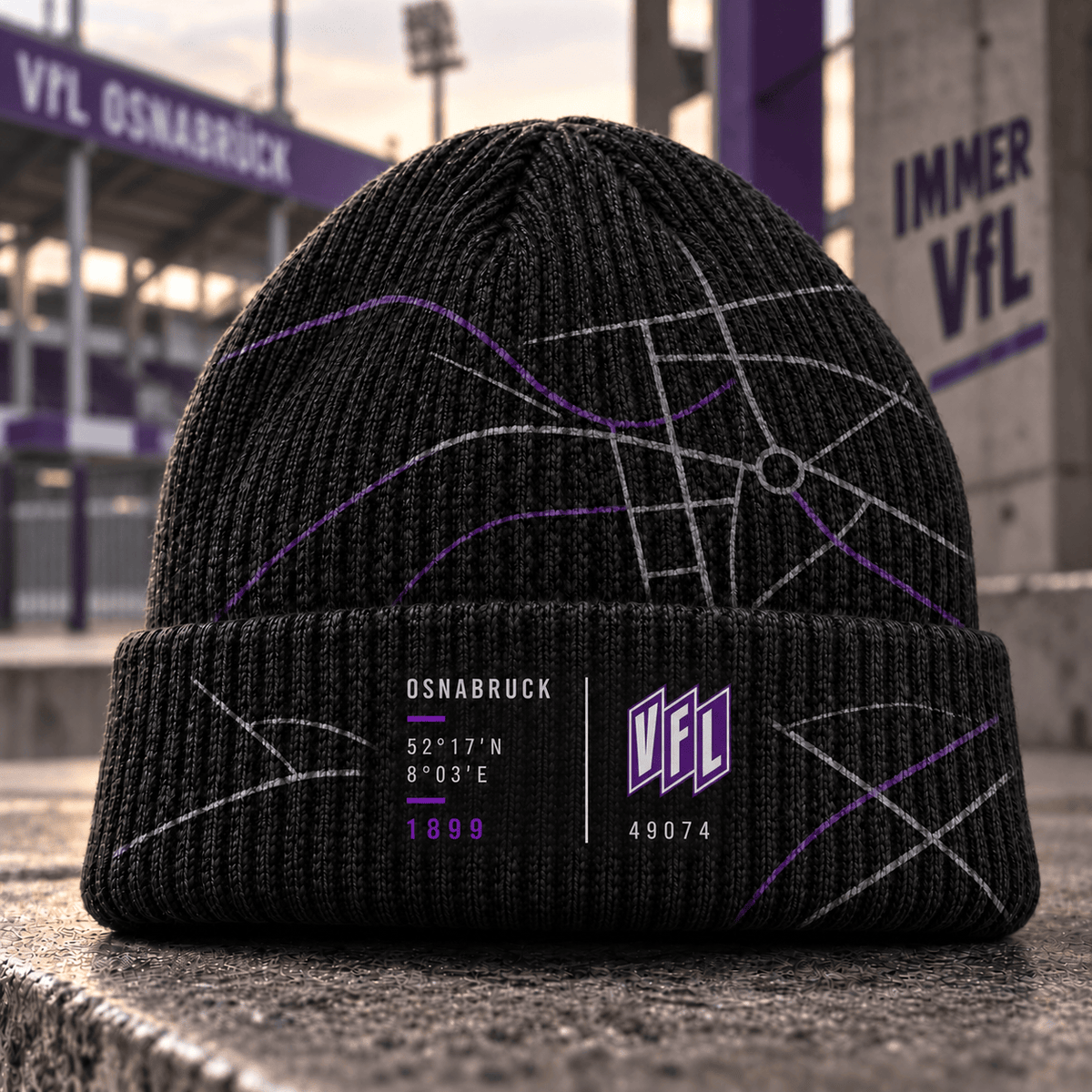 VfL Osnabrück Cuffed Beanie – Street Map & Football Fan Winter Cap