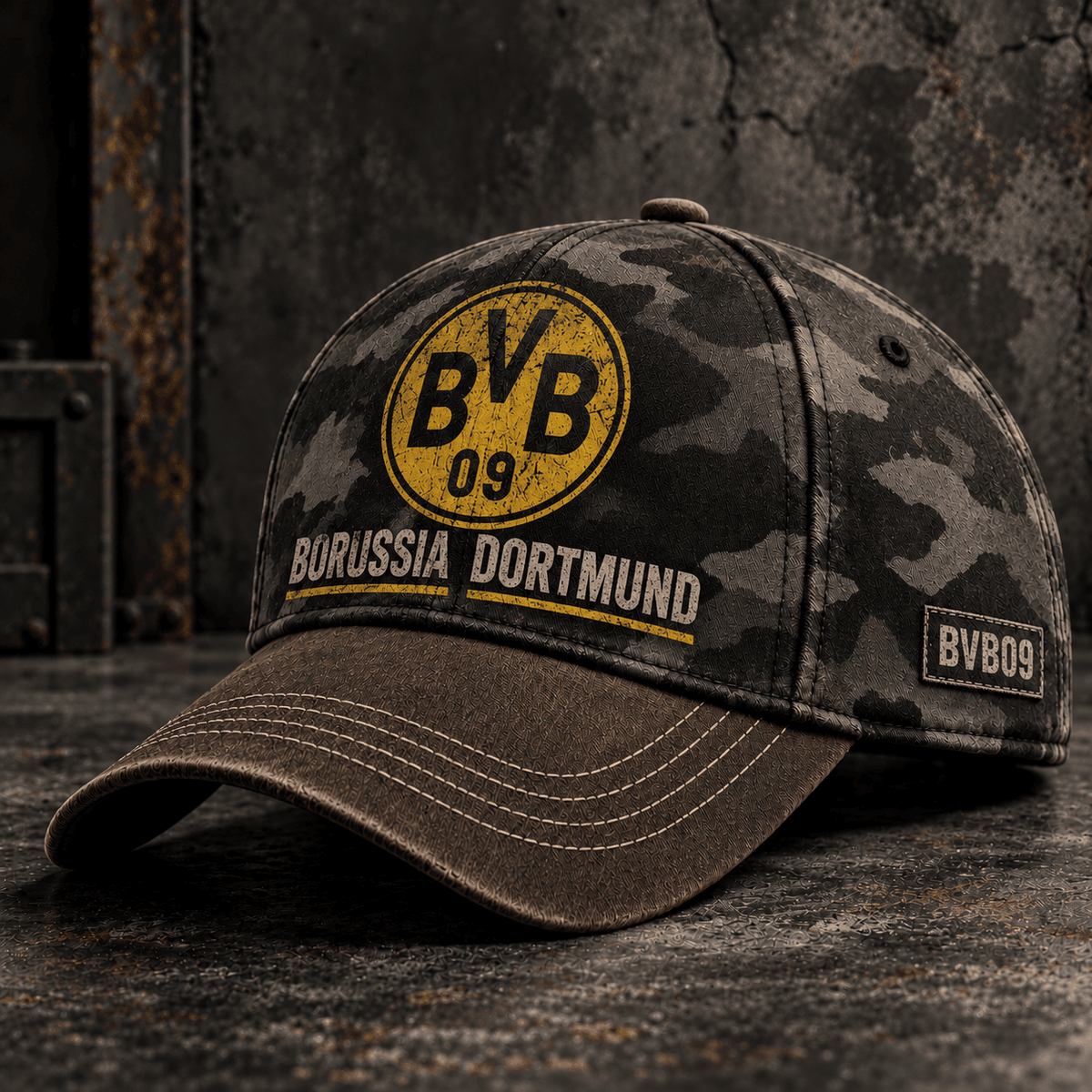 Borussia Dortmund Tactical Camo Cap – Retro Football Fan Baseball Hat