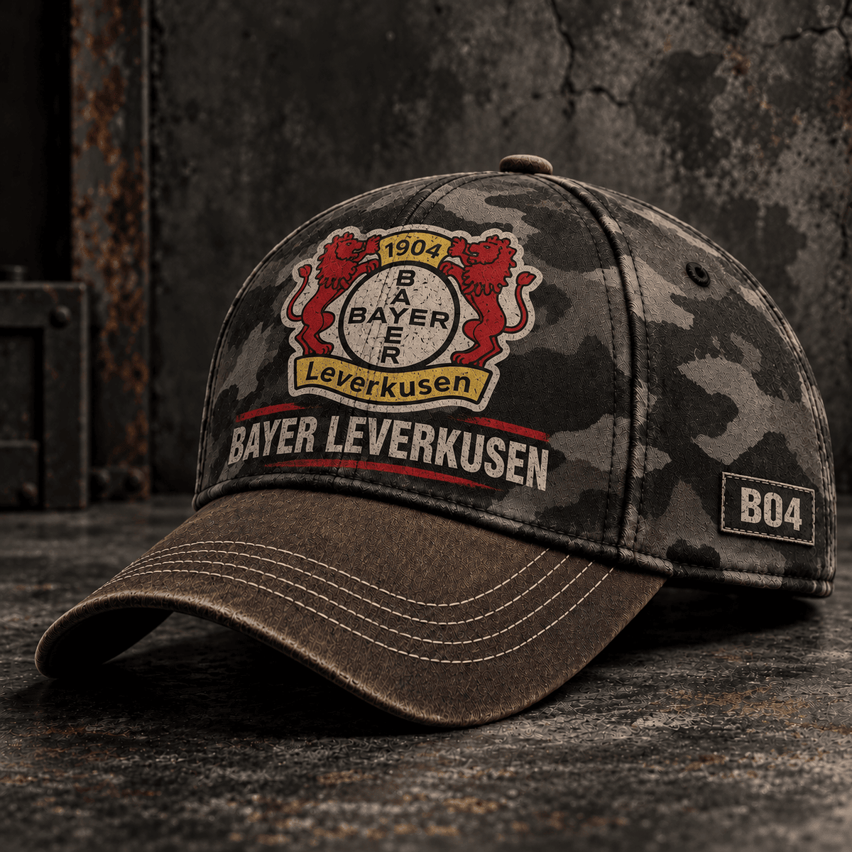 Bayer Leverkusen Tactical Camo Cap – Retro Football Fan Baseball Hat