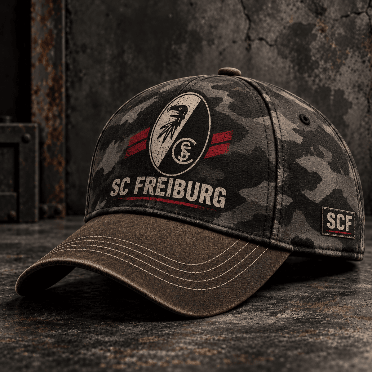 SC Freiburg Tactical Camo Cap – Retro Football Fan Baseball Hat