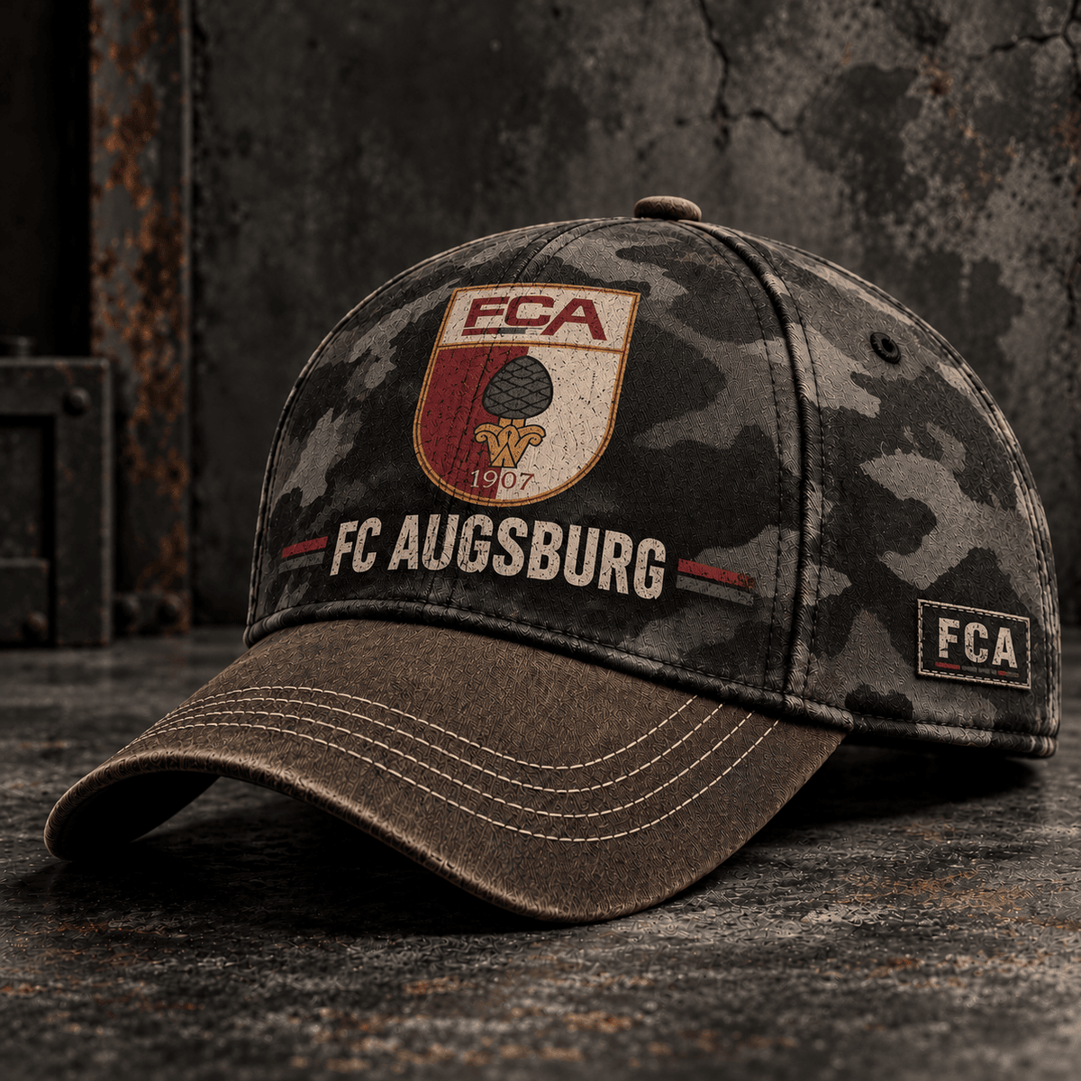 FC Augsburg Tactical Camo Cap – Retro Football Fan Baseball Hat