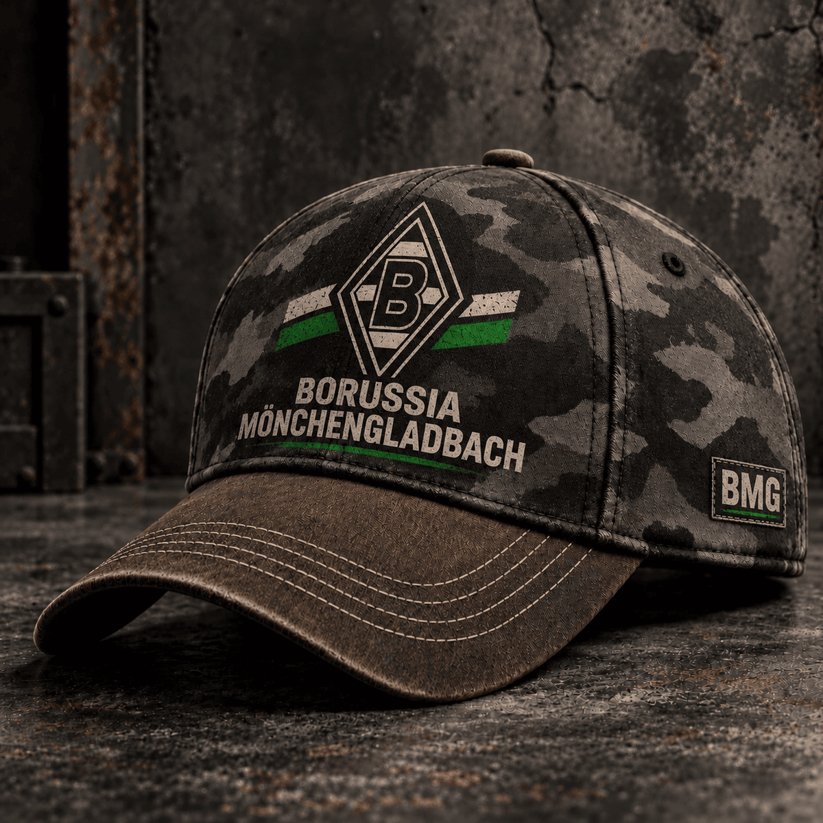 Borussia Mönchengladbach Tactical Camo Cap – Retro Football Fan Baseball Hat