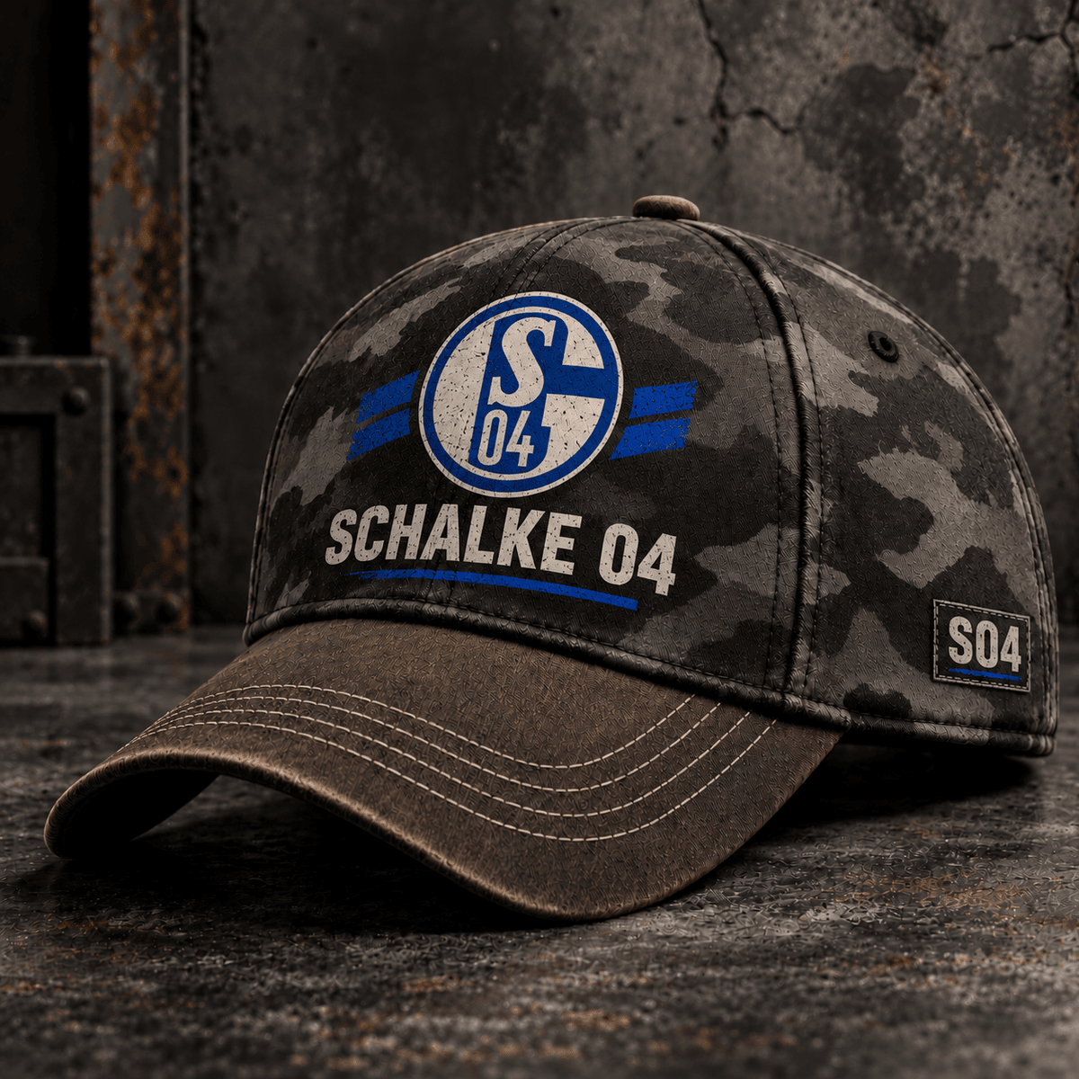 Schalke 04 Tactical Camo Cap – Retro Football Fan Baseball Hat