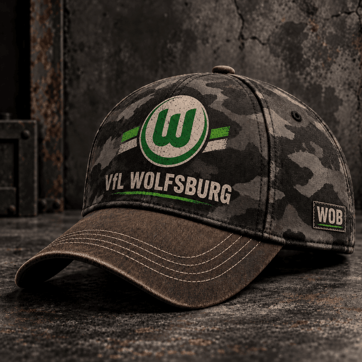 VfL Wolfsburg Tactical Camo Cap – Retro Football Fan Baseball Hat