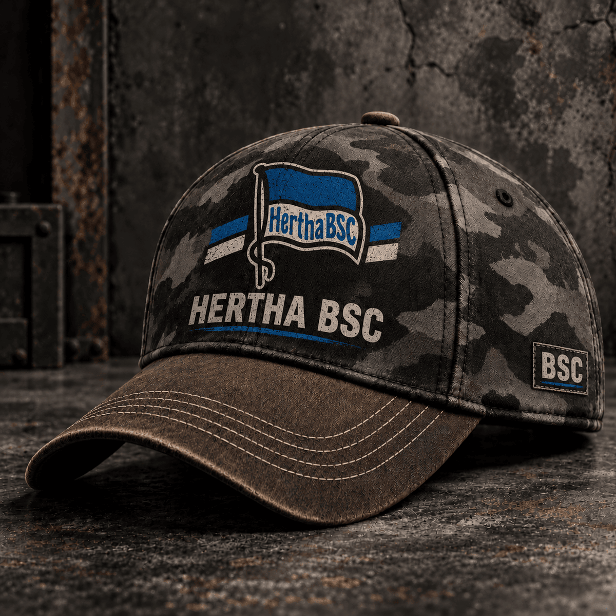 Hertha BSC Tactical Camo Cap – Retro Football Fan Baseball Hat