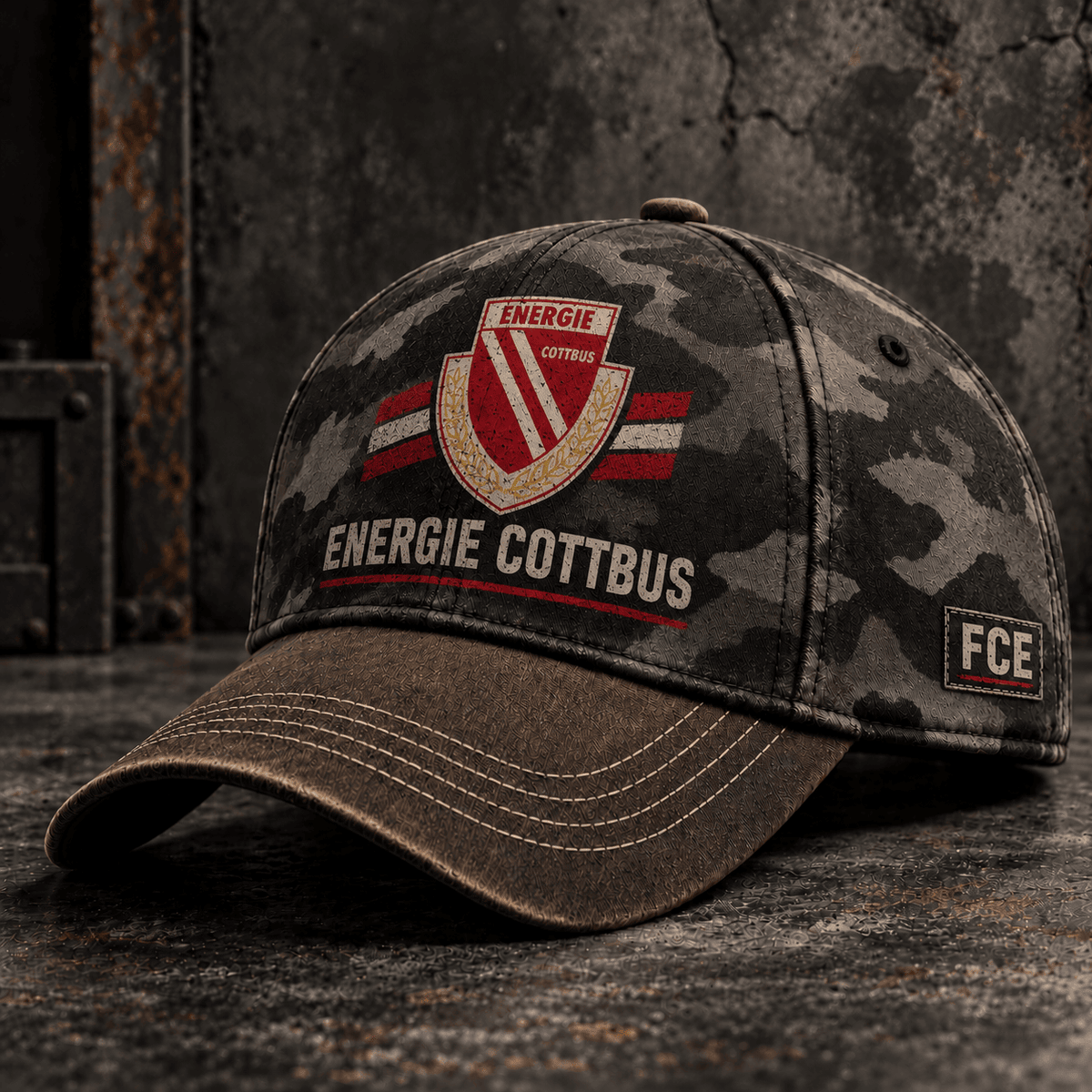 Energie Cottbus Tactical Camo Cap – Retro Football Fan Baseball Hat