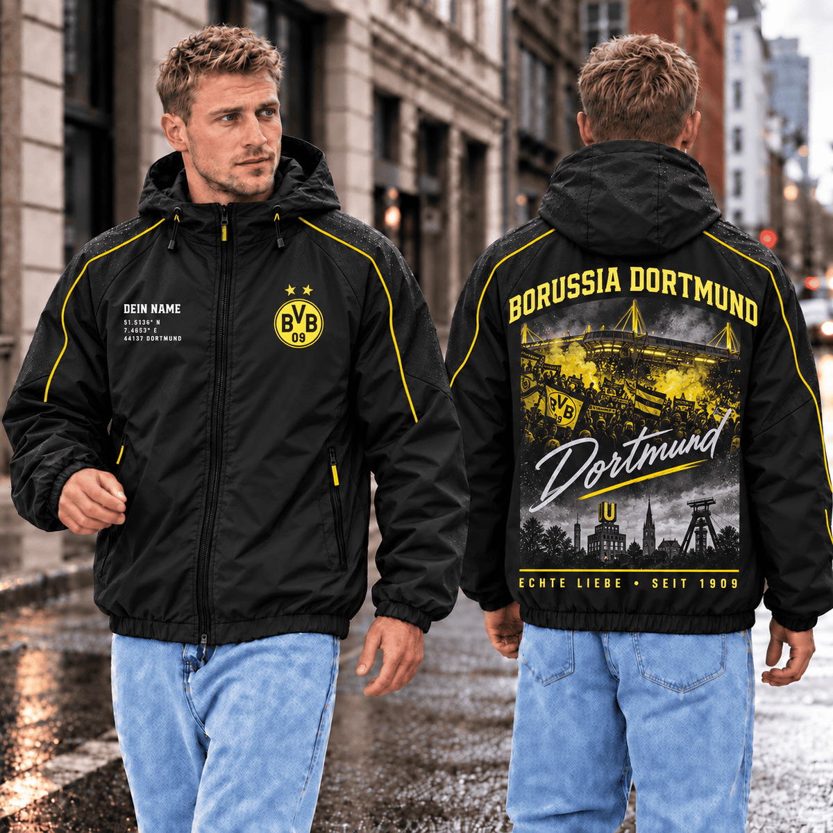 Borussia Dortmund Personalized Windbreaker – Stadium & Skyline Edition