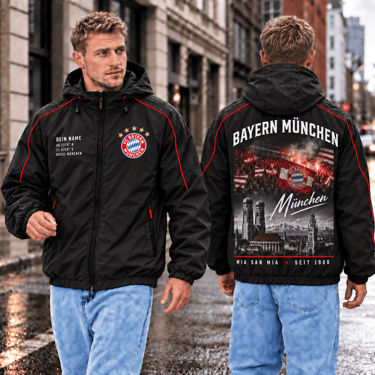 Bayern Munich Personalized Windbreaker – Stadium & Skyline Edition
