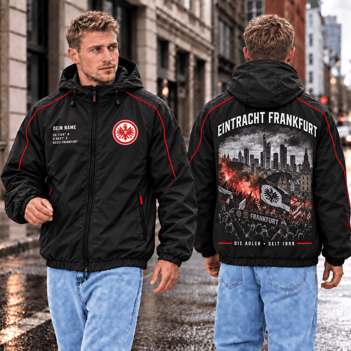 Eintracht Frankfurt Personalized Windbreaker – Stadium & Skyline Edition