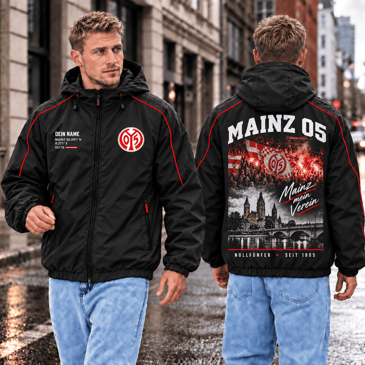 Mainz 05 Personalized Windbreaker – Stadium & Skyline Edition