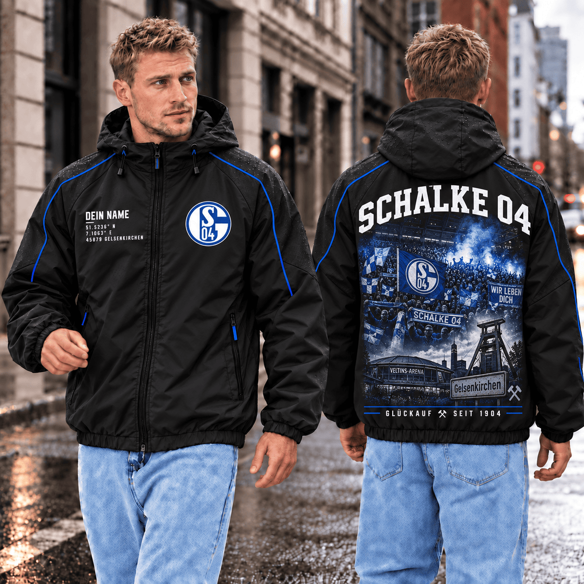 Schalke 04 Personalized Windbreaker – Stadium & Skyline Edition