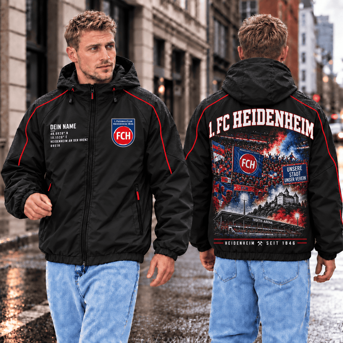 FC Heidenheim Personalized Windbreaker – Stadium & Skyline Edition