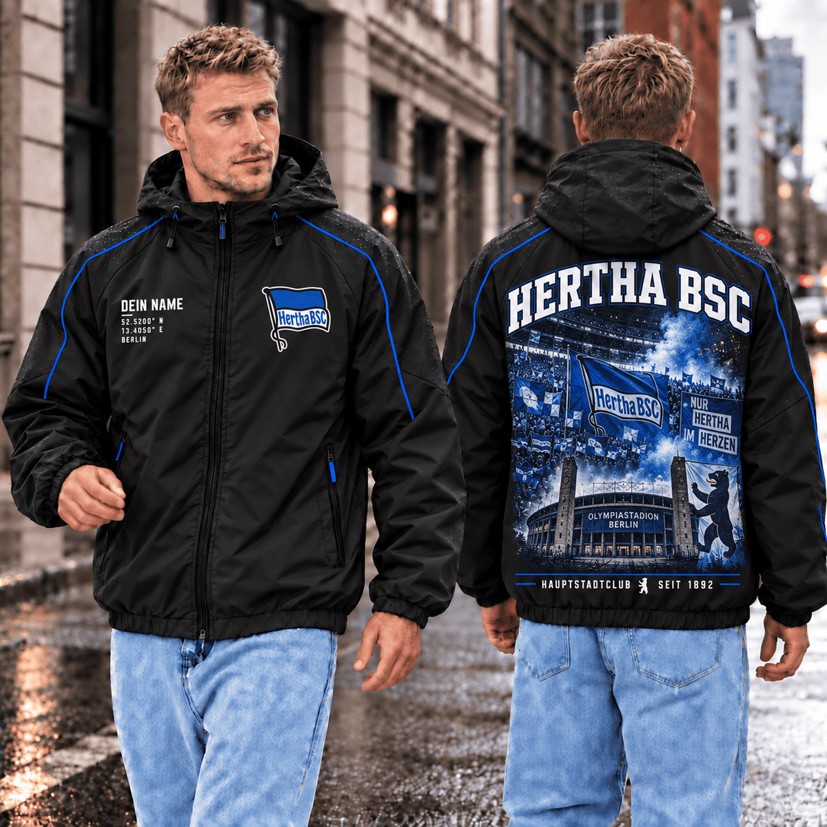 Hertha BSC Personalized Windbreaker – Stadium & Skyline Edition