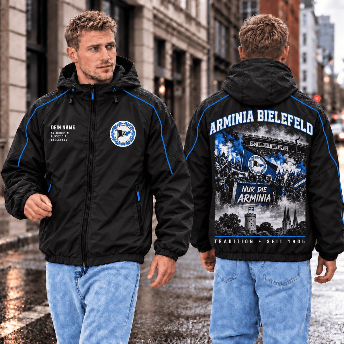 Arminia Bielefeld Personalized Windbreaker – Stadium & Skyline Edition