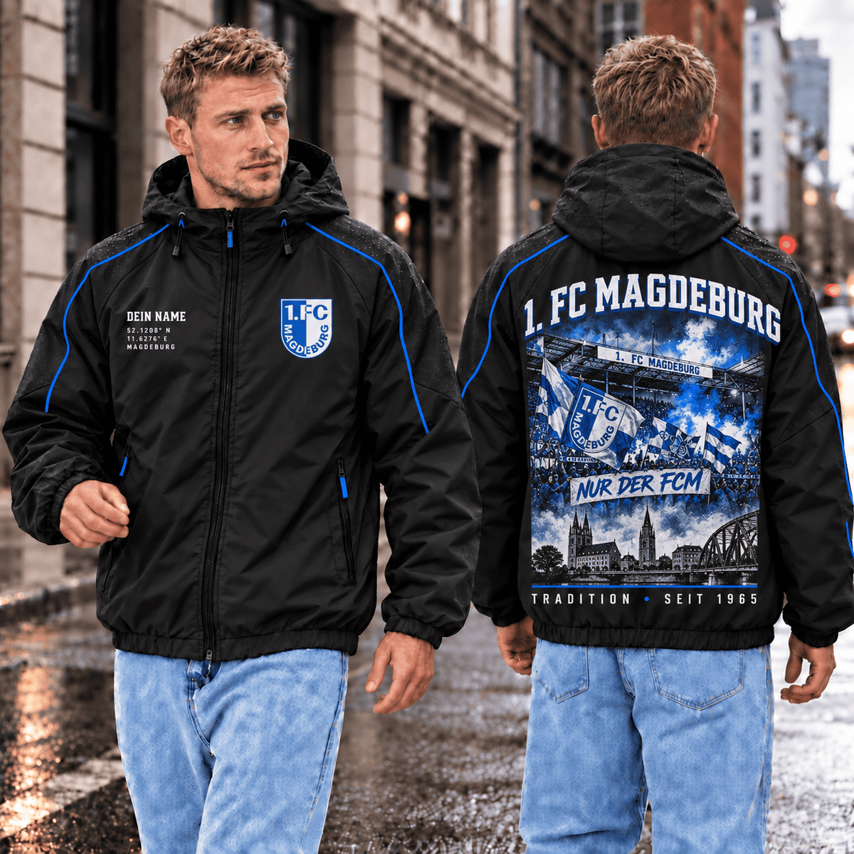 FC Magdeburg Personalized Windbreaker – Stadium & Skyline Edition