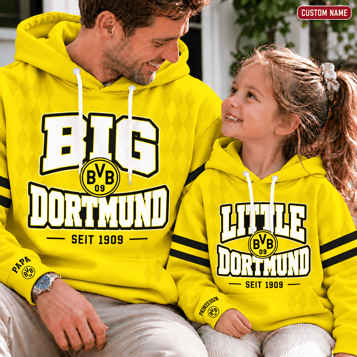 Borussia Dortmund Personalized Dad & Me Hoodie – Big & Little Matching Set