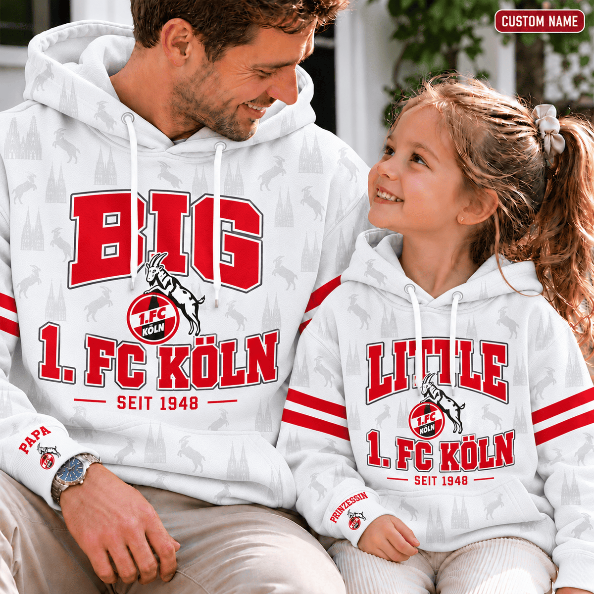1. FC Köln Personalized Dad & Me Hoodie – Big & Little Matching Set