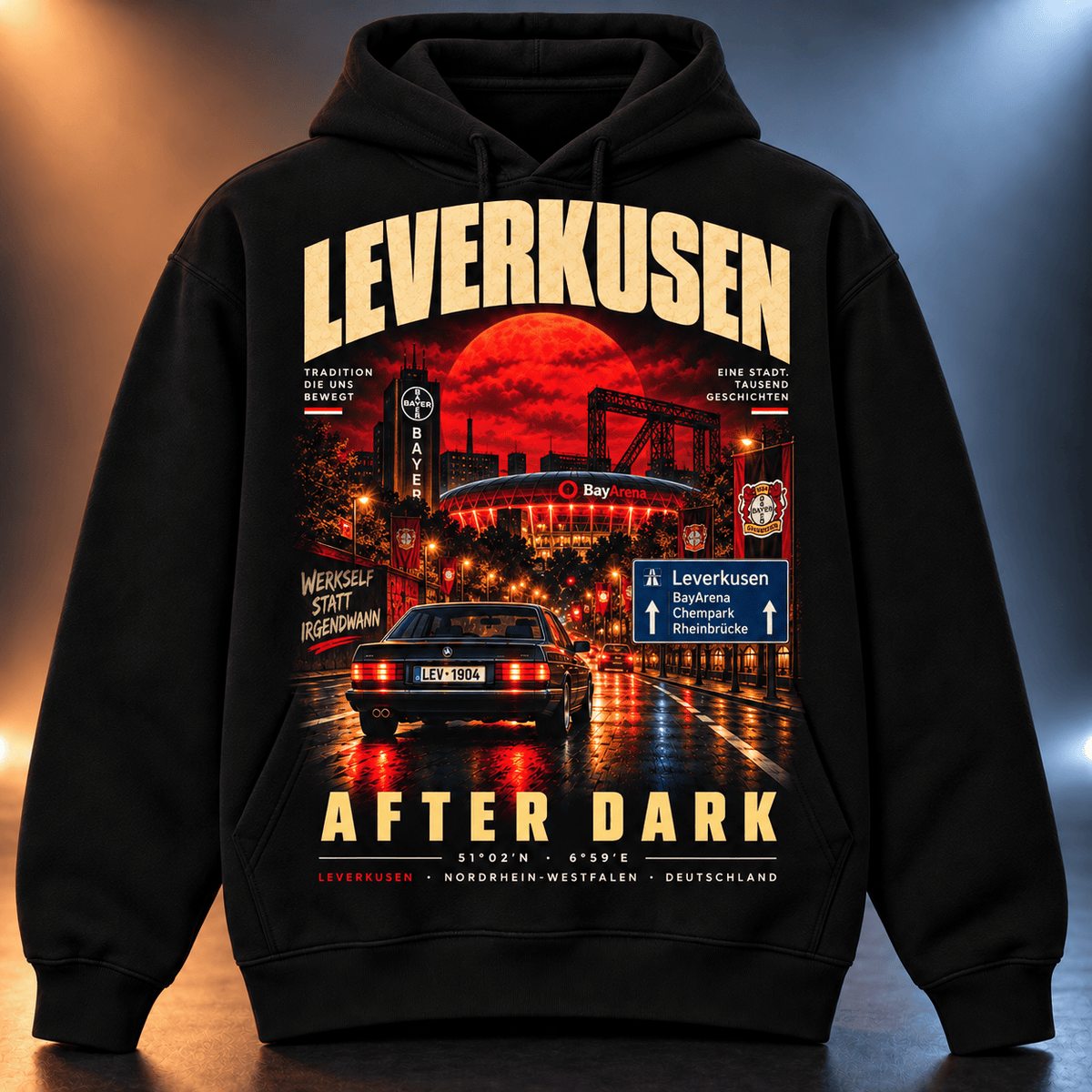Bayer Leverkusen After Dark Hoodie – Vintage Cityscape Pullover