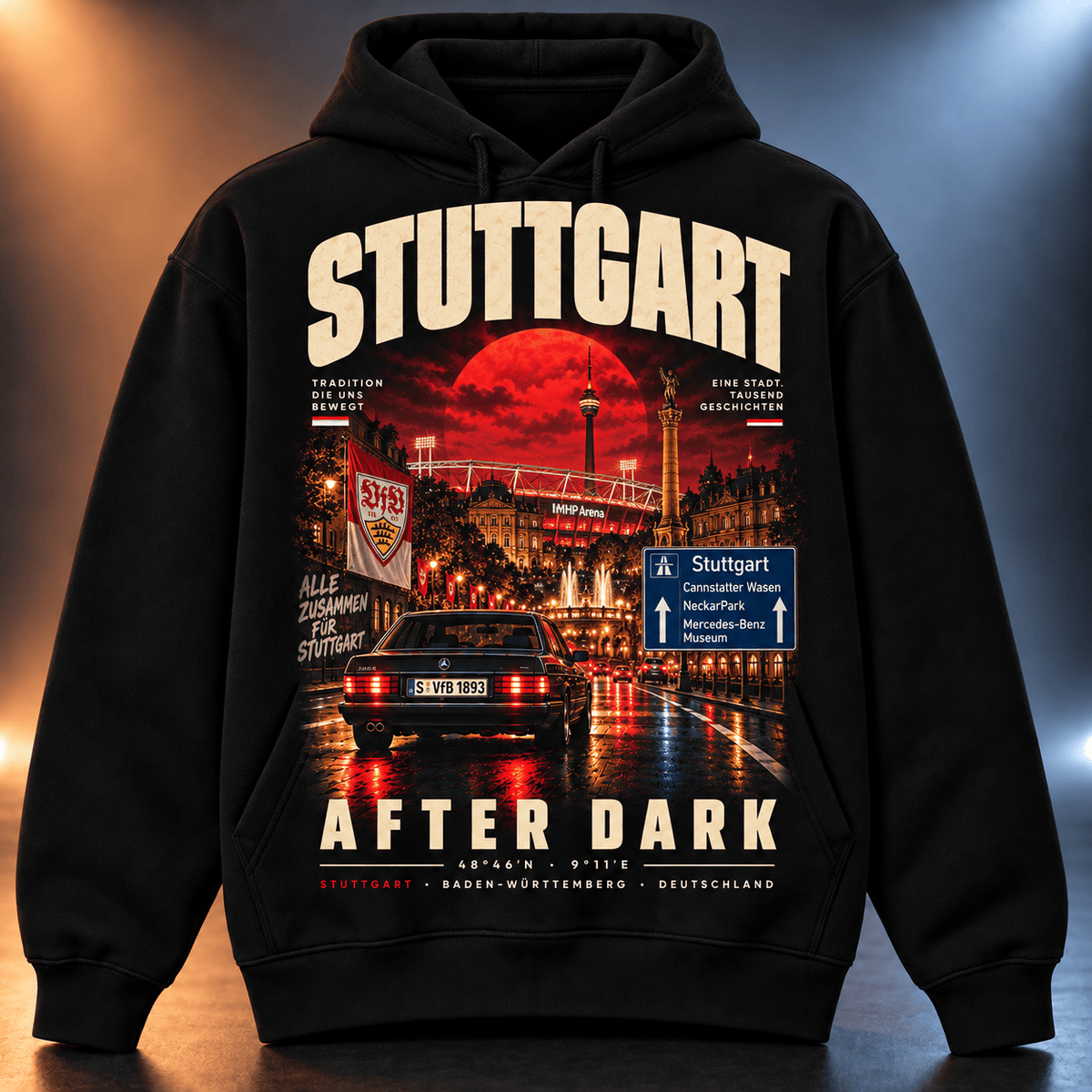 VfB Stuttgart After Dark Hoodie – Vintage Cityscape Pullover