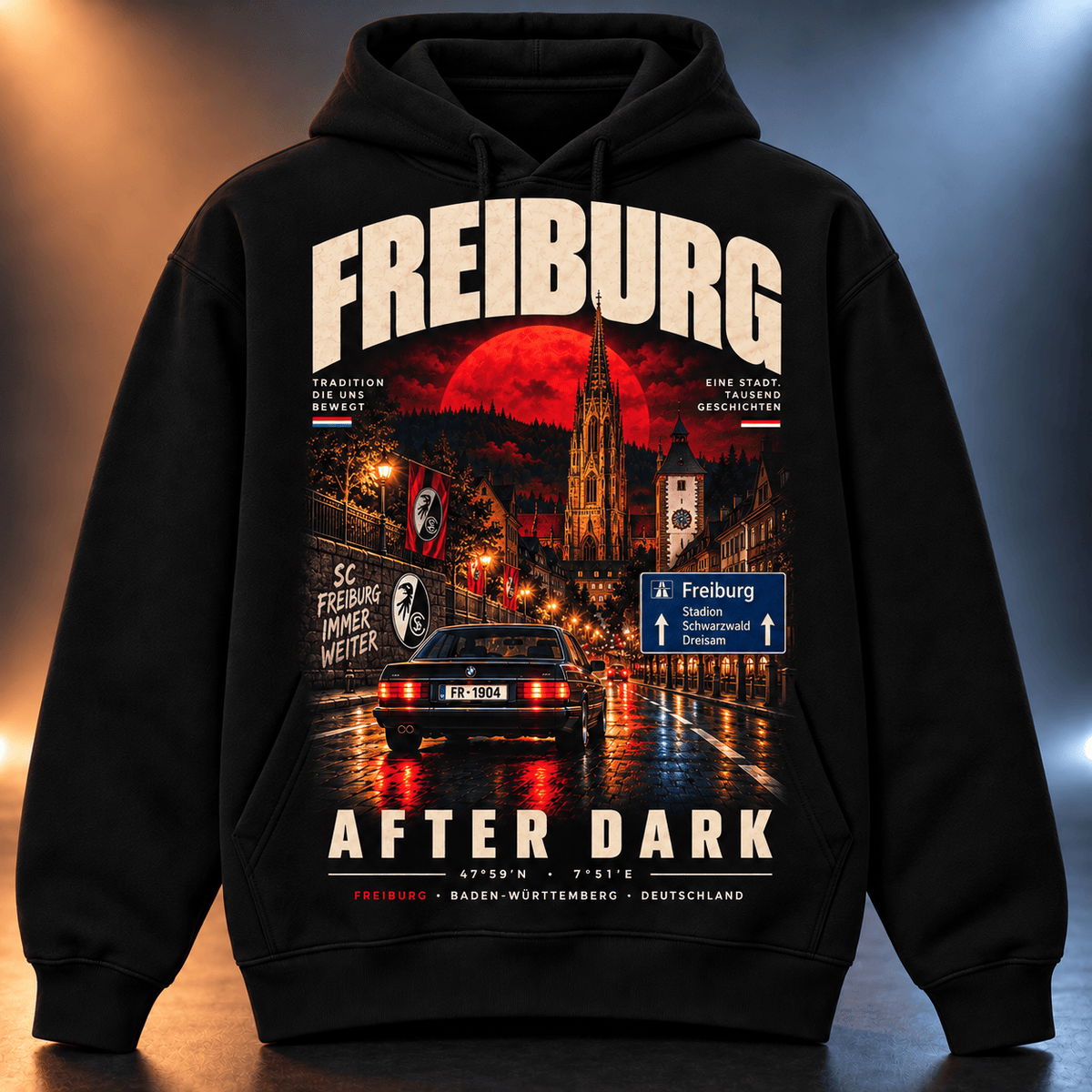 SC Freiburg After Dark Hoodie – Vintage Cityscape Pullover