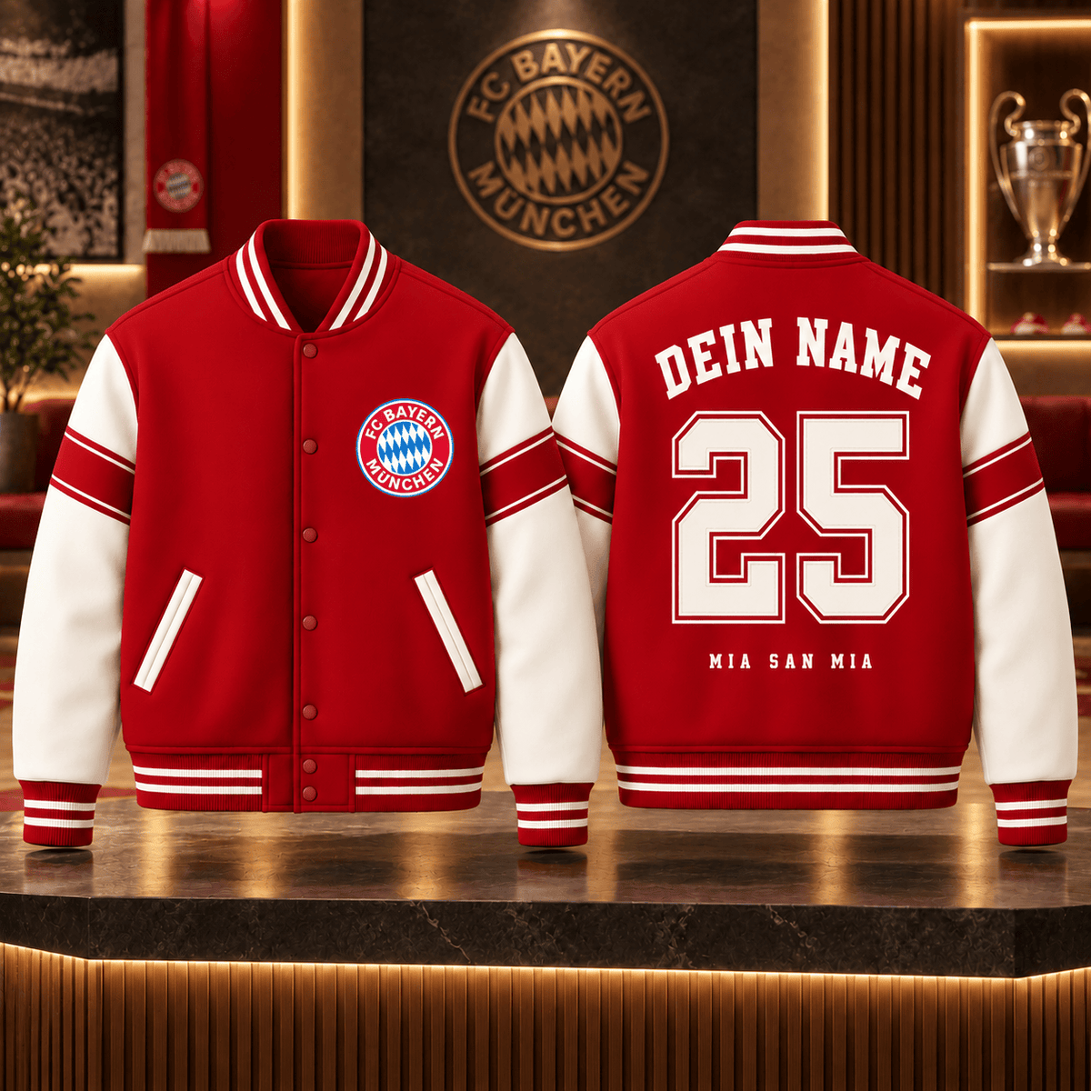 Bayern Munich Personalized Varsity Jacket – Custom Name & Number Baseball Bomber