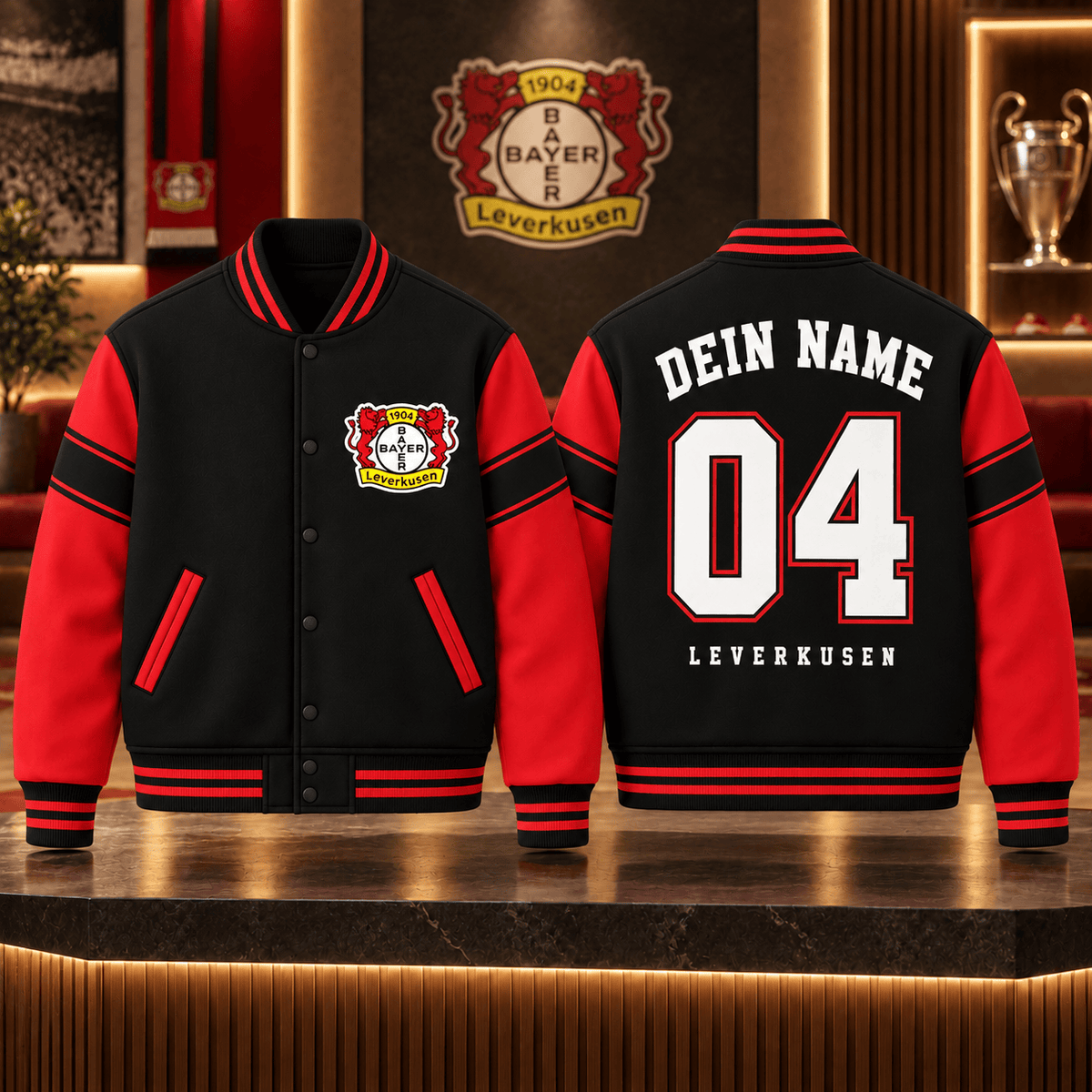 Bayer Leverkusen Personalized Varsity Jacket – Custom Name & Number Baseball Bomber