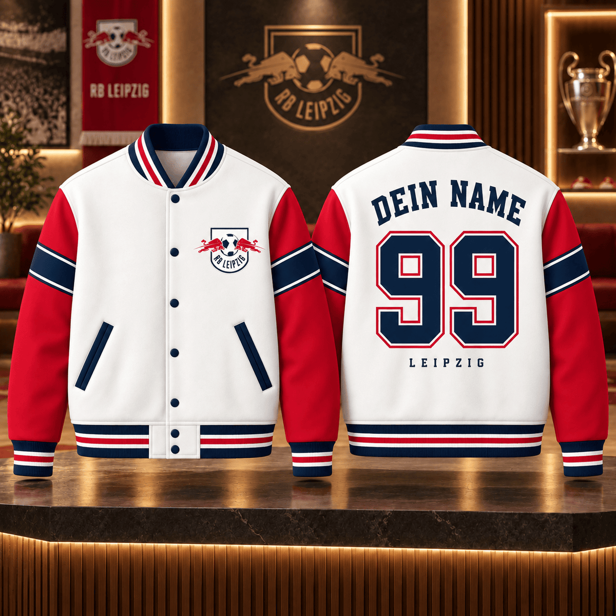 RB Leipzig Personalized Varsity Jacket – Custom Name & Number Baseball Bomber