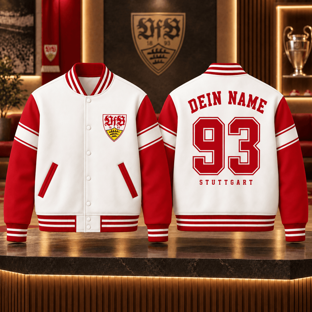 VfB Stuttgart Personalized Varsity Jacket – Custom Name & Number Baseball Bomber