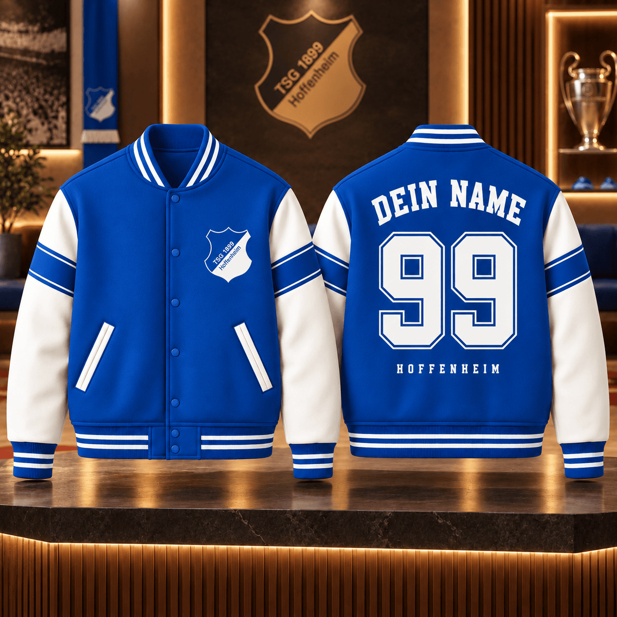 TSG Hoffenheim Personalized Varsity Jacket – Custom Name & Number Baseball Bomber