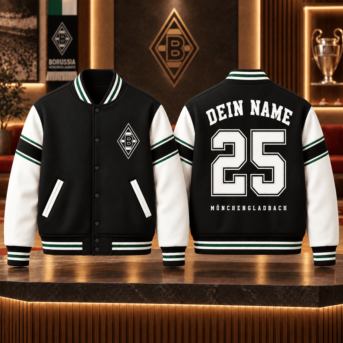 Borussia Mönchengladbach Personalized Varsity Jacket – Custom Name & Number Baseball Bomber