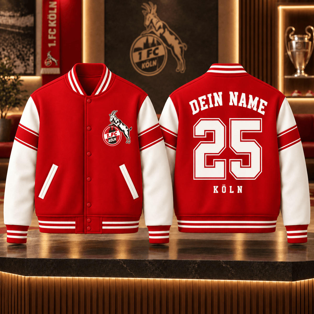 1. FC Köln Personalized Varsity Jacket – Custom Name & Number Baseball Bomber