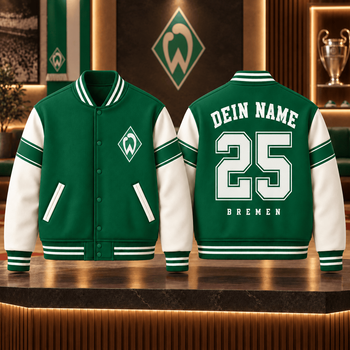 Werder Bremen Personalized Varsity Jacket – Custom Name & Number Baseball Bomber